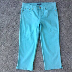 ⭐CHAPS COLORED DENIM CROPPED PANTS in Aqua, size 6 - LIKE NEW⭐